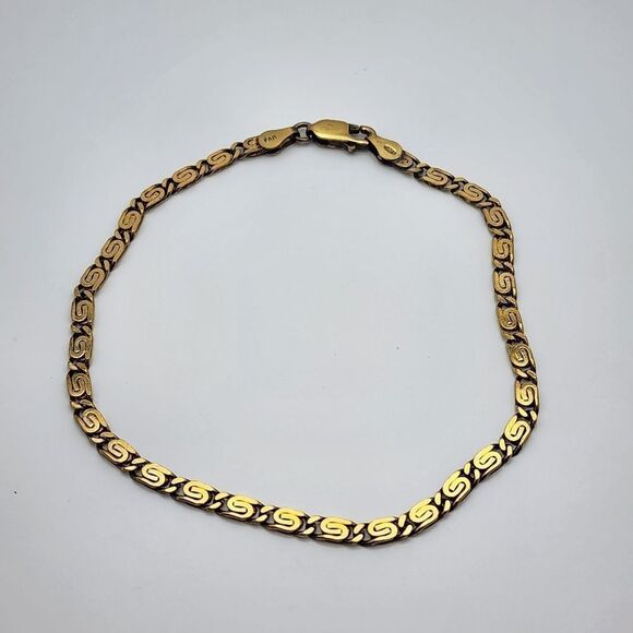 Gold Plated Sterling Silver FAS Snail Chain Bracelet - Picture 1 of 6
